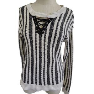 Rock & Republic Sweater White Black Womens Size Small